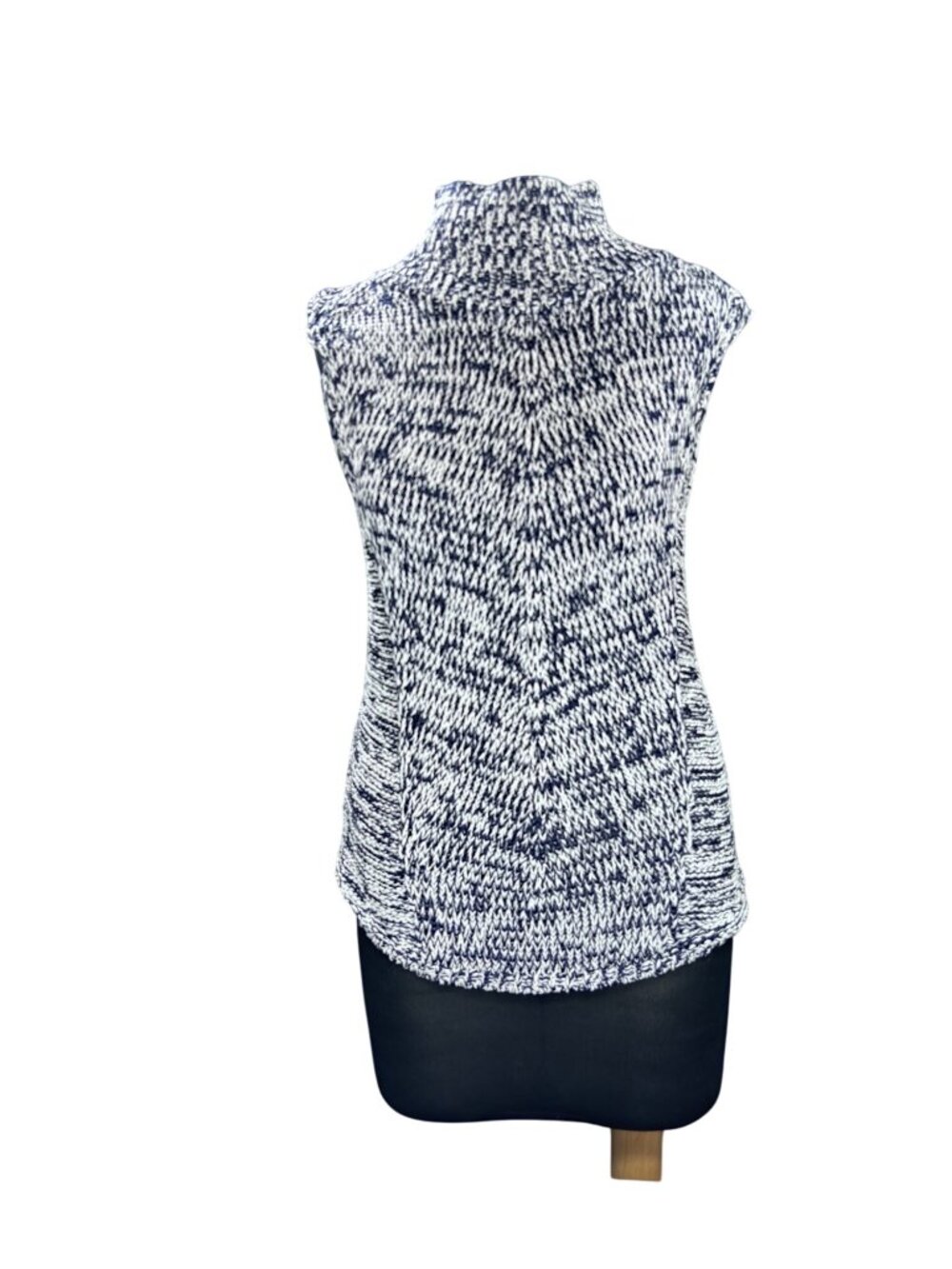 White House Black Market Sleeveless Marled Knit Turtleneck Sweater Top Size S Bl